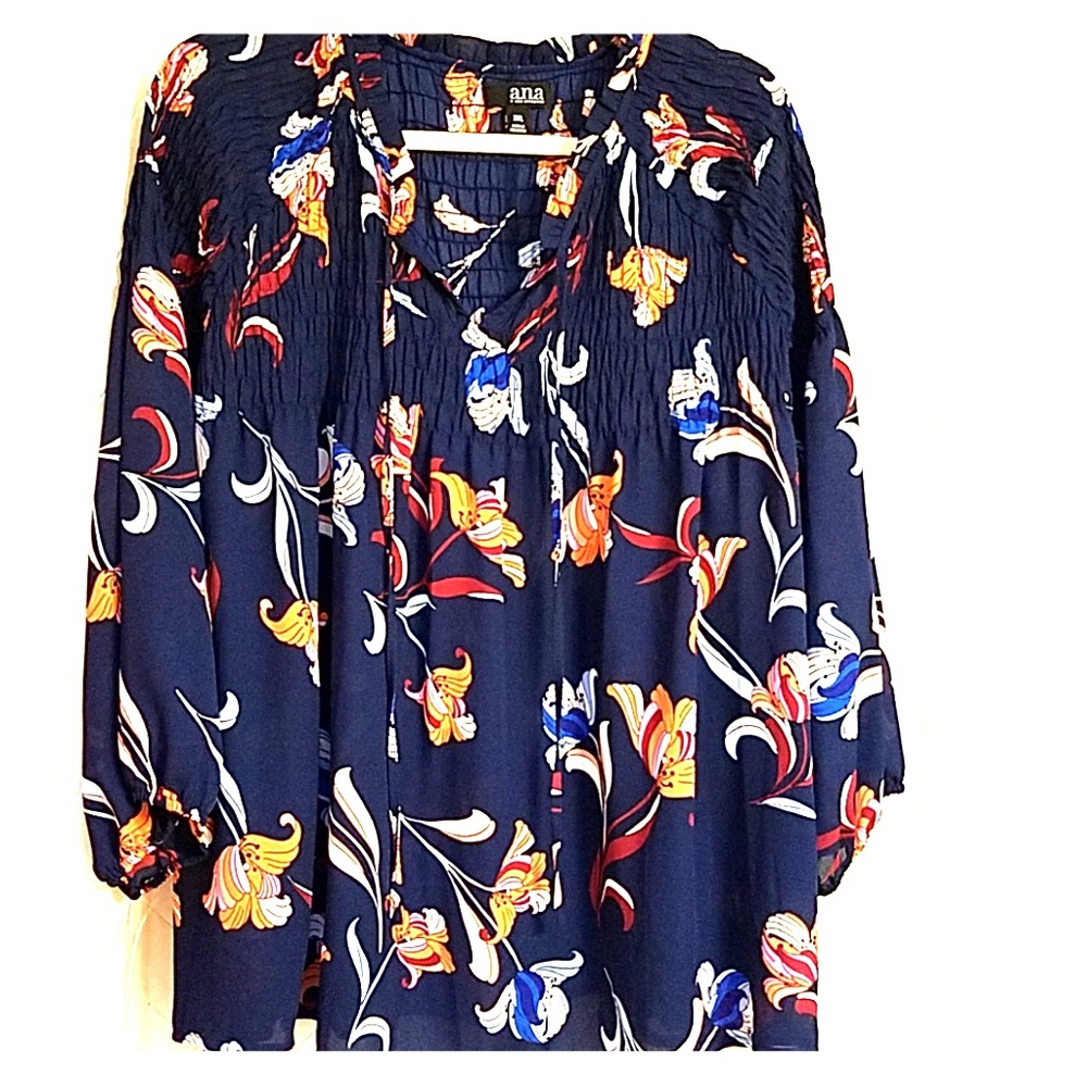 Anna Navy Floral Blouse